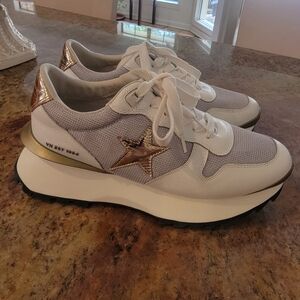 Vintage Havana Platform Sneakers, Gold Accents